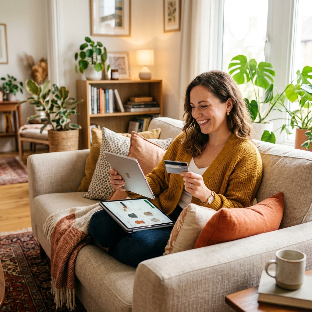 Woman ordering PioneersTV IPTV subscription online